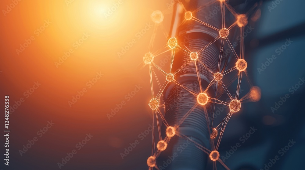 Poster a futuristic close-up of a robotic arm with glowing connections, symbolizing advanced technology and