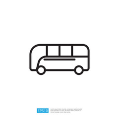 Travel Line Icon of a Simplistic Bus Representing Public Transport and Urban Mobility Solutions in an Accessible Design for Modern Commuter Lifestyle