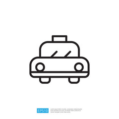 Line Icon of a Simplistic Taxi Vehicle Depicting Urban Transportation Options in Modern Cityscape for Travel and Commuting Themes