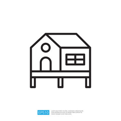 Travel Line Icon of a Simplistic House Design Representing Home and Shelter for Various Adventure and Journey Themes