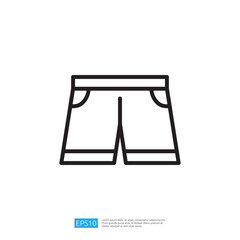 Simple and Minimalist Outline of Casual Shorts Apparel Icon on White Background for Fashion and Clothing Design Concepts
