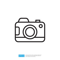 Travel Icon Featuring a Simplified Outline of a Camera Representing Photography and Travel Concept in a Minimalist Illustration Style