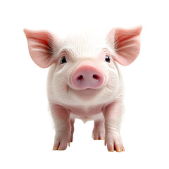 Adorable pink piglet cute farm animal portrait studio shot isolated transparent background