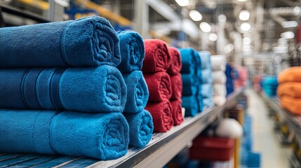 Production of Beach towels at the modern factory 