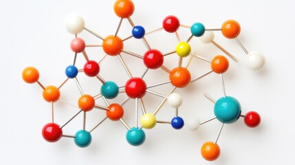 Obraz premium Colorful Molecular Model with Red, Blue, Yellow, and White Spheres