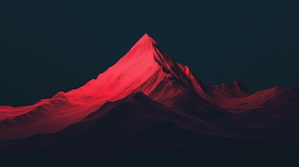 Minimalist red mountain with gradient sky.