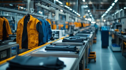 Fototapeta premium Production of Lightweight jackets at the modern factory