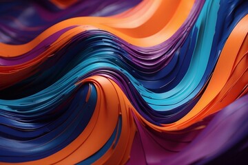 Flowing realistic texture of slime of rich blue, purple, orange and blue shades. Side view close-up. Horizontal illustration.