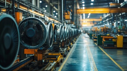 Fototapeta premium Manufacturing of portable fans in a modern factory 