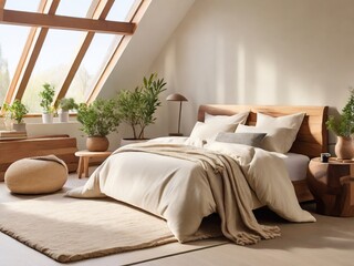 modern living room with bed