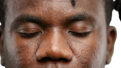 Obraz premium Man's eyes, close-up, on a white background