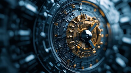 Fototapeta premium Secure Future Finance: Futuristic Vault with Private Credit Contracts and Digital Locks