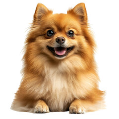 Obraz premium Adorable Pomeranian Puppy Dog Fluffy Red Fur Happy Expression Studio Shot