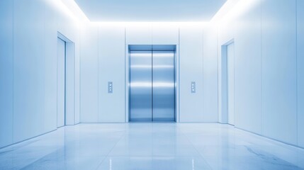 Obraz premium Modern classic Elevator doors of office or hotel hallway, Lobby interior, corridor in house with lift,Black elegant lift for passenger or cargo elevators,copy space.