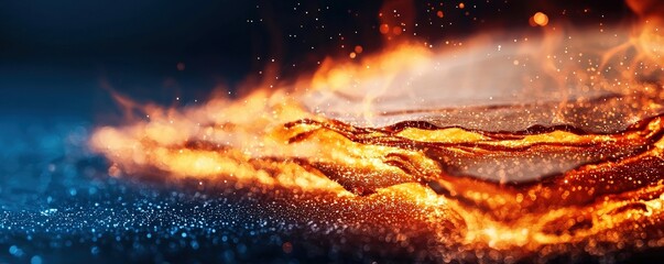 Fototapeta premium Law transformation concept. Vibrant fire and water colors blending in dynamic motion.