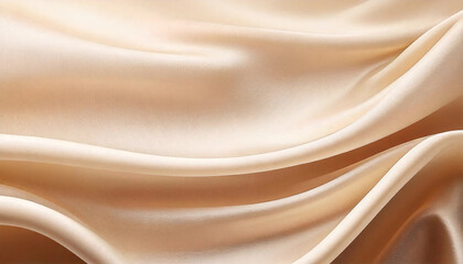 Obraz premium Silky fabric texture with soft, flowing waves in warm beige tone, creating elegant and luxurious feel. Perfect for backgrounds or fashion photography