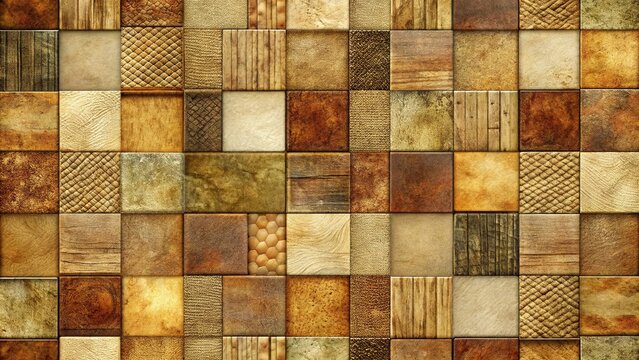 Earth-Tone Patchwork Wallpaper Texture: Architectural Photography Background
