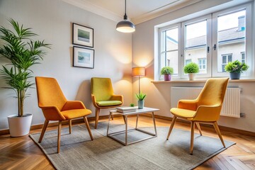 Empty Therapy Chairs in Modern Office - Professional Psychotherapy Setting