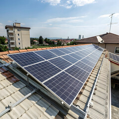 Solar Panels on Roof for Clean Energy"