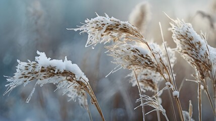 Fototapeta premium Frost-Kissed Wilderness: Wild Boar Roaming Through a Snowy Landscape