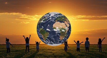 Planet Earth Climate Change Collage, Environmental Awareness Art