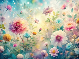 Scandinavian Floral Wallpaper Double Exposure Texture - Stock Photo