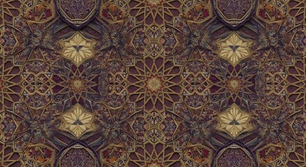 Intricate Islamic Geometric Pattern Textile Design