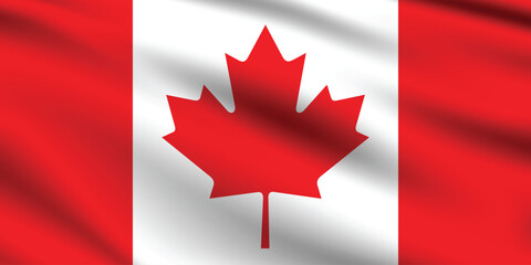 Canada flag official colors and proportion digital vector illustration. Pleated flag.