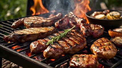 Smoky Charred Goodness: Grilled Meat in Action