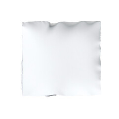 A cutout image of a crumpled white paper sheet with torn edges on a blank background.