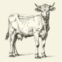 Fototapeta premium Isolated cow cutout on white background for clear visual presentation and design use