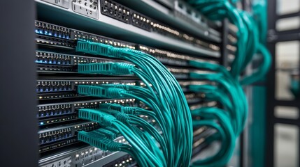 Server connection network in a data center room.