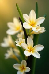 Fototapeta premium Creamy vanilla bean pods nestled amongst delicate blossoms , plant, vibrant, detail