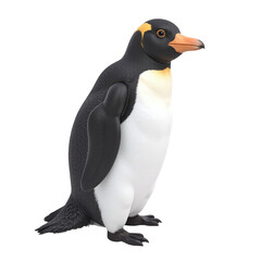 Obraz premium A 3D rendering of a Macmillian penguin, standing against a cutout background.