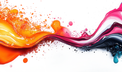 Splashing colorful ink pigments