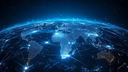 Digital Earth with Glowing Network Connections