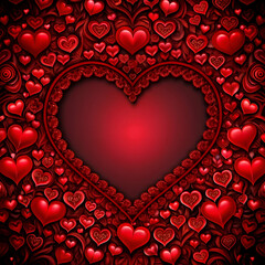 Heart-shaped design with many small hearts.