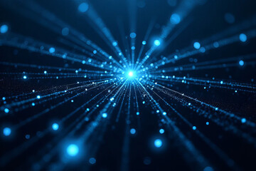 Abstract blue light rays radiating from central point, creating dynamic visual effect