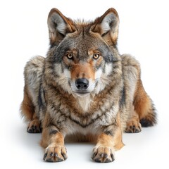 Fototapeta premium Isolated wolf standing alone on a clean white background for minimalist design and artwork needs