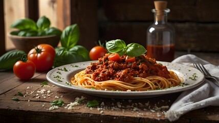 Comfort in Every Strand: Spaghetti Twirled in Vibrant, Savory Tomato Sauce