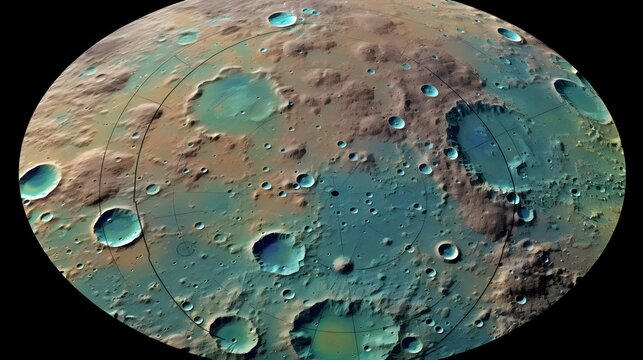 Detailed lunar topographic map displaying the intricate craters geological formations and surface textures of the moon s landscape