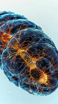 The energy within: video of mitochondria showcasing their function in ATP synthesis, role as the cell powerhouse, their contribution to sustaining cellular activity, overall vitality.