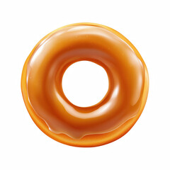 Realistic Caramel Glazed Donut with Shiny Frosting and Golden Brown Dough Isolated on Transparent Background. Generative Ai.