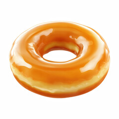 Realistic Caramel Glazed Donut with Shiny Frosting and Golden Brown Dough Isolated on Transparent Background. Generative Ai.