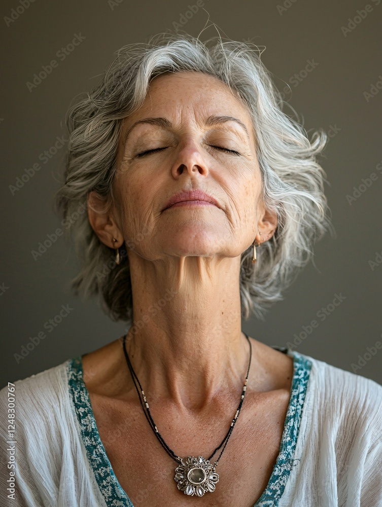 Aufkleber in a professional studio, a diverse individual practices breathwork techniques, emphasizing focus an