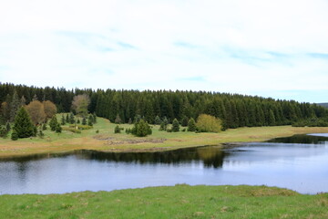 the landscape and Reservoir in front of the Flaje dam in the Czech Republic