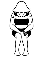 サウナで汗をかく女性