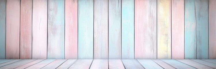 Naklejka premium Beautiful whitewashed wooden background with soft pastel tones for versatile banner design and product display use