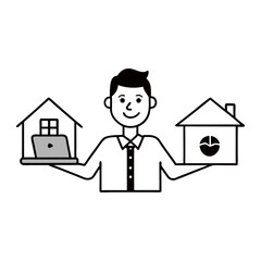 A professional switching between home and office work