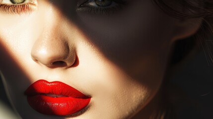 Dramatic Shadow Play On A Woman’S Lips And Face